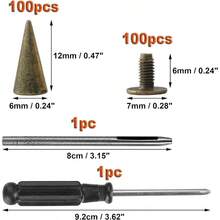 Sets Spikes And Studs 12MM Spikes Clothing Metal Studs Rivets Leather Punk Spikes Rivets Screw Back Studs And Spikes Clothing Shoes Belts Bags Hats 1532 Inch Bronze - Bronze - View 3