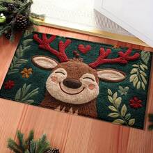 1 Piece Christmas Reindeer Imitation Cashmere Soft And Comfortable Floor Mat - Quick-Drying And Water-Absorbent, Suitable For Door Decoration, Kitchen & Bathroom Decoration, Best Christmas Choice, Machine Washable, Doormat, Kitchen Mat, Holiday Theme, Seasonal Decoration, Quick-Drying Fabric, Water-Absorbent Material, Home Carpet, Holiday Decoration, Christmas Gift - 60cm X 90cm / 23.62 Inches X 35.43 Inches - View 1