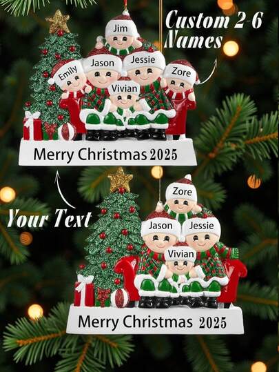 1 pezzo Decorazione personalizzata per albero di Natale, ornamento in legno con nomi personalizzati dei membri della famiglia, ciondolo per decorazione albero di Natale, forniture per decorazione natalizia per casa, multifunzionale, regolabile, antimuffa, decorativo, riutilizzabile, elegante, adorabile, di alta qualità, moderno, colorato, carino, confortevole, stile personalizzato, ideale come regalo per lui, lei, fidanzato, fidanzata, papà, mamma, famiglia, amici, figlio, figlia, studenti, ufficio, sala da tè, casa, scuola