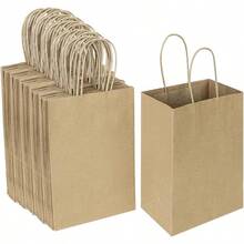 100 Pack 5.25x3.25x8.25 Inch Small Plain Natural Paper Gift Bags With Handles Bulk Kraft Bags For Birthday Party Favors Grocery Retail Shopping Business Goody Bags Cub Brown 100 PCS Count