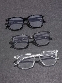 1/2/3pcs Men Classic Square Fashion Clear Glasses For Computer Reading Gaming TV Phones Anti Eyestrain Clear Lens Eye Protection Accessories.