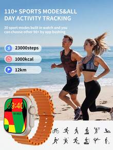 Microwear Unisex Smart Watch, Compatible With Android/IOS, 2.2" Full Touch Screen, IP68 Waterproof, Bluetooth Fitness Tracker, Heart Rate/Sleep Monitoring, Black Strap - Rose Gold - View 3