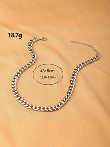 1pc Punk Style Metal Chunky Chain Necklace For Women - Silver - View 5