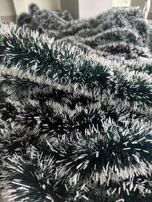 10PCS 9 Cm 2-Meter Encrypted Christmas Decorative Strips, Woolen Strips, Floral Ribbons, Dark Green, White Edge, Green Edge, Festive Atmosphere Decoration Supplies - Multicolor - View 4