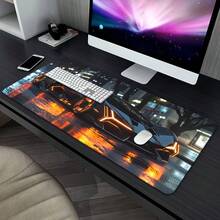Futuristic Sports Car HD Printed Desk Mat, Non-Slip Rubber Bottom Gaming Mouse Pad, Multi-Purpose Keyboard Pad, Suitable For Office Or Gaming Setup, Ideal Gift For Family And Friends, Gaming Desk Accessories