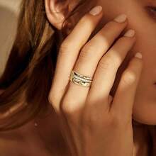 Women Single Ring - 3件組14k鍍金套裝 - 查看 3
