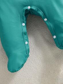 Bộ 3 món/Bộ đồ liền thân in họa tiết khủng long và sọc dễ thương cho bé trai, bộ đồ liền thân liền thân, phù hợp cho mọi mùa - Xanh và trắng - Xem 7