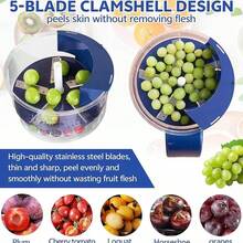 Descascador automático de frutas de 1 unidade, máquina de descascar especializada para lojas de chá de bolhas e frutas, descascador de vegetais e frutas adequado para descascar uvas verdes, tomates, nêsperas, tâmaras, alho, azeitonas, uvas vermelhas, uvas e outras frutas e vegetais.