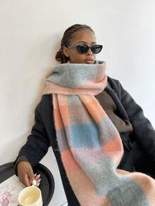 1pc Plus Size Women Winter Solid Plaid Scarf/ Scarf Color Scarf, Soft & Warm Wrap For Autumn And Winter, Warm & Comfortable Large Shawl, Windproof Outdoor, Simple & Versatile Wear Daily, Autumn/Winter Accessories Women Winter Warm Neck, - Multicolor - View 21