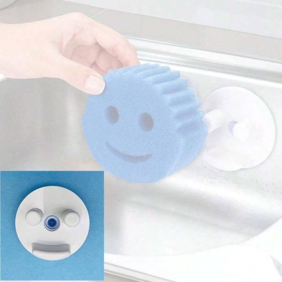 Organizador de esponjas para cocina pequeña, soporte para esponjas de fregar con ventosa para fregadero de cocina, escurridor de esponjas con sonrisa, esponjas no incluidas - inicial - Ver 1
