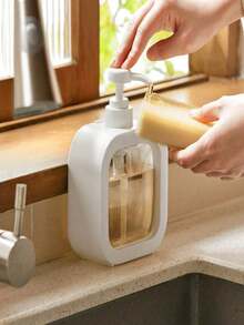 Large Capacity Empty Bottle For Hand Soap, Laundry Detergent, Press-Type Shower Gel, Dishwashing Liquid - White - View 1
