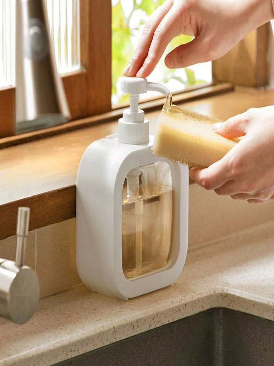 Large Capacity Empty Bottle For Hand Soap, Laundry Detergent, Press-Type Shower Gel, Dishwashing Liquid - White - View 1