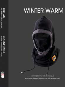 1 peça de chapéu quente de inverno, gorro de esqui tático unissex, boné de lã com capuz, gorro de ciclismo, caminhadas ao ar livre, esqui, montanhismo, aquecedor de pescoço térmico à prova de vento