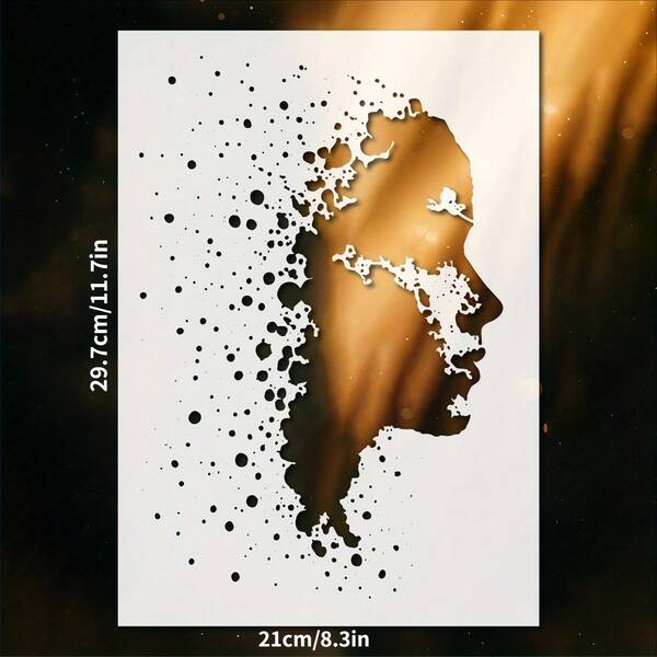 Abstract Female Silhouette Splatter Art Stencil – Modern Portrait Painting Template For Wall Decor & DIY Projects