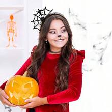 Halloween Spider Web Headband, Black Lace Hairband, Gothic Cosplay Costume Accessory Women Hair Accessories Black - Black - View 6