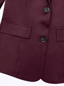 Women's Elegant Single-Button Commuter Blazer - Burgundy - View 6
