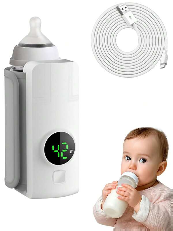 1pc 6-Gear Temperature Display Bottle Warmer Sleeve, Rechargeable Battery Powered, Portable Milk Warmer, Keeps Milk/Water Above 35°C, Suitable For Newborn Baby Boys And Girls, Gift