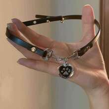 1pc Y2k Sweet Cool Spice Wind Cat Claw Love Pendant Artificial Collar Collar Chain Female Choker Necklace Personality Choker - 黑色 - 查看 7