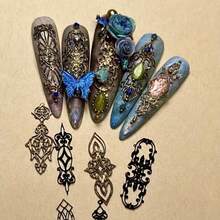 3D Transparent French Nail Art Mold - Gothic Medieval Celtic Knot & Jewelry Decor Embossing Template, Hollow Window Pattern, Suitable For Phone & DIY Handcraft Relief, Foot Design, Hand Embroidery Pattern, Embroidery Heat Transfer Sticker, Essential For Nail Artists, Nail Stamping, Nail Imprinting, Christmas Nail Art Stamp, Nail Art Supplies, Nail Mold, Reusable Nail Template, Nail Art Landscape Template