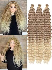 Long Deep Wave Braiding Hair 30 Inch Ocean Wave Crochet Hair Synthetic Deep Curly Crochet Hair Extensions For Women - Multicolor - View 12