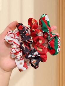4pcs/Set Christmas Hair Accessories For Women, High Elastic Curly Hair Scrunchies, Suitable For Buns, High Ponytails, Very Practical, Ideal For Parties, Gifts, Holidays ,Beauty ,Hair Ties
