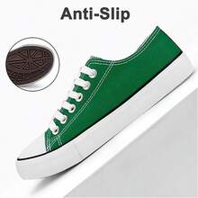 Haifago Low Top Green Lace Up Casual Canvas Sneakers For Women, Comfortable Lightweight Classic Fashion Green Sneakers Popular 2025,Tennis Shoes,Suitable For Daily Wear, Indoor, Outdoor, Work,Green Shoes,Women Shoes - 綠色 - 查看 2