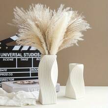 1pc Modern Twisted Stripe Plastic Vase - Elegant White Design For Fresh Or Dried Flowers, Modern Home Decor, Flower Arrangement Vase | Twisted Pattern Vase | Smooth Finish Vase, Vase For Flowers