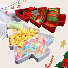 Christmas Tree Shaped Appetizer Platter, Snack Tray | Holiday Tableware, Can Hold Nuts, Candies, Dried Fruits And Seeds, Compartment Party Tray, Holiday Party, Kitchen, Office, Space-Saving Countertop Storage, Christmas Candy Decor, Compartment Dish - Multicolor - View 6