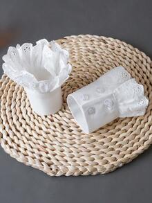 1 对可拆卸白色纽扣袖口，适合衬衫、西装和毛衣