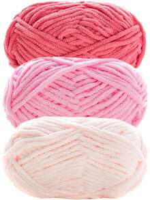 3卷/(140-150克) 中等粗细雪尼尔纱线，适用于手工编织、钩编、DIY圣诞工艺品、圣诞老人、派对装饰，100%聚酯纤维，每卷约50克 - 彩色 - 查看 19