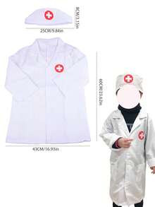 Doctor Coat + Doctor Apron Children's Nurse Role Play Costume Set, For Boys And Girls Doctor Costume Boy, Kids Costume Girls, Lab Coat Kids, Halloween Costume Kids, Doctor Costume, Doctor Set,Doctor Set,Kids Apron,Costume Kids - White - View 3