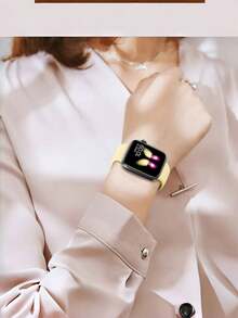 1 件男女通用时尚休闲纯色硅胶蝴蝶扣表带,兼容 38 毫米 40 毫米 41 毫米 45 毫米 46 毫米 44 毫米 42 毫米 49 毫米,柔软舒适防水腕带,兼容 系列 SE8/7/6/5/4/3/2/1 替换表带配件 - 奶黃色 - 查看 7