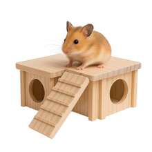 Wooden Hamster Hiding House Detachable Golden Bear Nest Hamster Ladder Toy House Hamster Luxury Villa