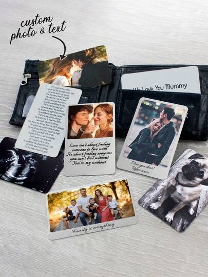 1pc Personalized Metal Card Wallet, Can Customize Photo And Text, Engraved Photo And Text Wallet Insert Card, Gift For Husband, Father, Men, 1pc Personalized Metal Wallet Card With Special Photo And Sincere Message