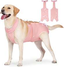 Traje de Recuperación para Perros - Transpirable, Elástico, Prevención de Lamidas y Arañazos, S-XL (Rosa, S) - Azul - Ver 1