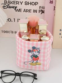 Disney 1个装大容量化妆篮，绣有米妮米奇图案，桌面收纳篮，办公杂物收纳篮，桌面收纳篮，化妆品收纳篮，护肤品收纳篮，婚礼伴娘礼物，妈妈礼物，生日礼物，送给朋友和老师的礼物，家居装饰，浴室客厅卧室装饰。
