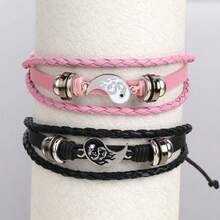 Couple's PU Leather Bracelet, Dragon Pattern Yin Yang Tai Chi Matching Jewelry