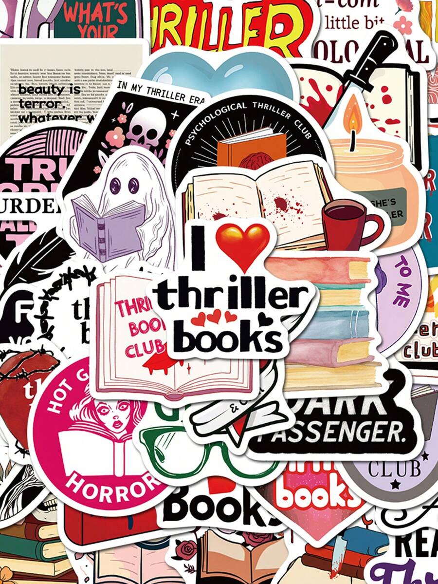 50pcs Fun Cartoon Thriller Book Creative Stickers Suitable For Handbooks, Phone Cases, Laptop Suitcases, Refrigerators
