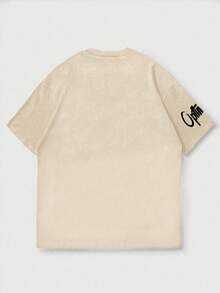 K-GLORY 男士休闲百搭简约印花短袖T恤 - 杏色 - 查看 7