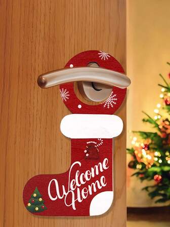 4pcs Christmas Holiday Decorative Door Handle Pendants, Cute Snowman Old Man Christmas Stocking Belt Pattern Design, Door Handle Pendants, Suitable For Christmas Decoration, Christmas Tree Decoration, Room, Bedroom And Courtyard Door Handle Decoration, Christmas Gifts, Christmas Atmosphere Decoration Items