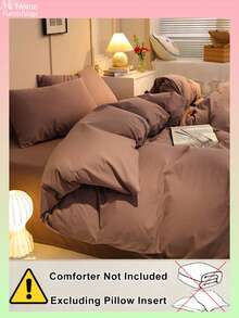 Juego de ropa de cama de 3 piezas en color café - 1 funda nórdica y 2 fundas de almohada, textil para el hogar suave y cómodo, disponible en varios colores, adecuado para dormitorios, decoración del hogar simple y de moda, juego de ropa de cama suave y acogedor para el dormitorio, lavable a máquina, sin relleno