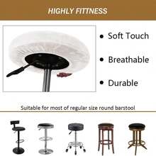 Round Bar Stool Covers Solid Color Stool Seat Covers Dustproof Slipcovers For Swivel Chairs Or Barstools - White - View 3
