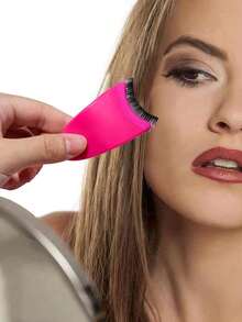 1pc False Eyelash Applicator Tweezer With Comb For Convenient Application Of Fake Eyelashes, Glue, And Using As Hair Clip, Beauty Tool In Pink - Hot Pink - View 3