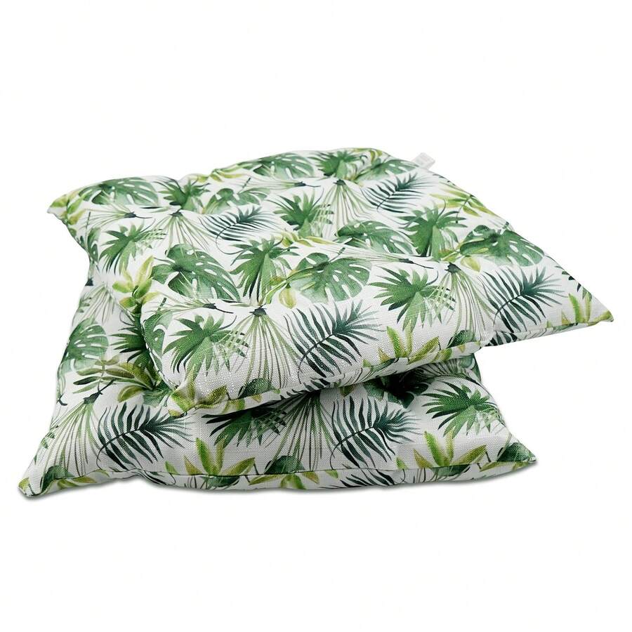 Juego 2 / 4 / 6 / 8 Unidades Cojín Silla Jardin Exterior, Asiento Cuadrado para Patio Terraza, Lavable a Máquina, Almohadilla Tejido Fuerte y Duradero, Oficina, Coche , 40x40x5 cm - Hoja Verde - Ver 1