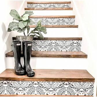 Amalfi Stair Riser Strip Peel And Stick Vinyl Decal Self - Adhesive Easy To Trim Clean Repositionable Removable - Resistant Murals Stair Stickers Pack Of 5 Strips Amalfi, 6x 49 Inch