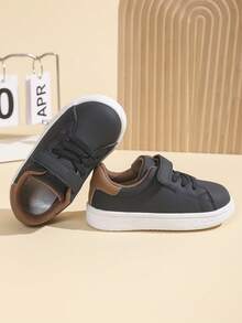 New Kids' Navy Blue Lace-Up Decorated Infant Sports Shoes, Fashionable & Comfortable Little White Sneakers, Lightweight Non-Slip Easy To Match, Stable Fit, Suitable For Daily Wear And Running - Navy Blue - View 5