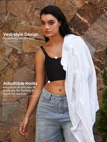 1pc Women Elastic Compression Sports Bra, Minimizing Bust, Seamless Shaping Vest Camisole