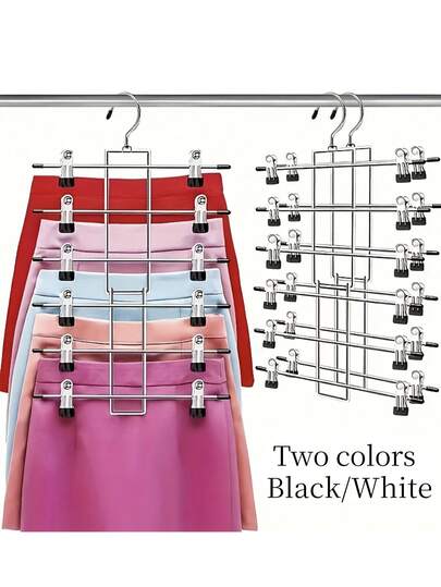 6-Tier 360° Rotating Skirt Hanger Rack, Space-Saving Clothes Hanger With Clips, Wardrobe Storage Rack, Suitable For Home, Office, Dorm, Travel, Laundry Room