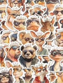 SCXXBSW 50pcs Fun Cartoon Cool King Animal Vector Art Creative Stickers Suitable For Handbooks, Phone Cases, Laptop Suitcases, Refrigerators - متعدد الألوان - مشاهدة 13