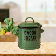 Small Enamel Cooking Pot With Lid Enamel Simmer Pot Sauce Pan Oil Keeper Can Cooking Pot With Lid For Campfire Making Soup, Green - Green - View 5